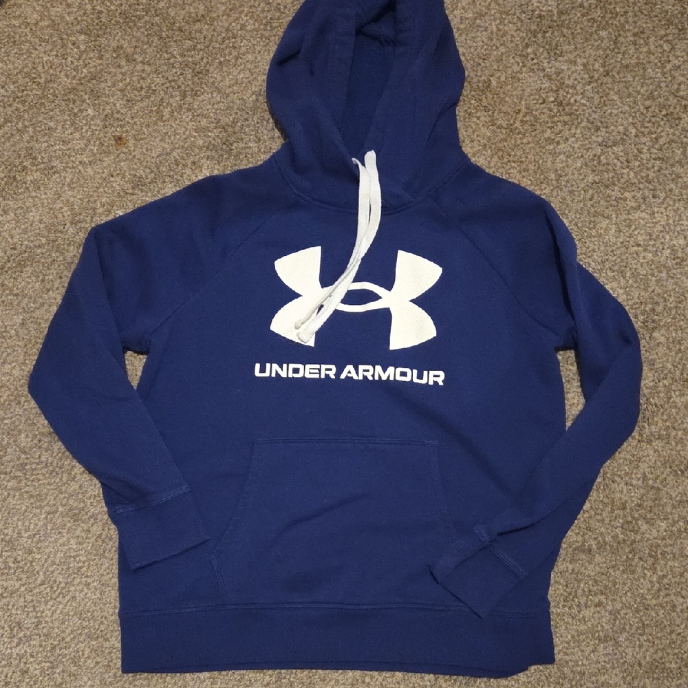 Women's Large Under Armour Navy Hoodie with White Logo